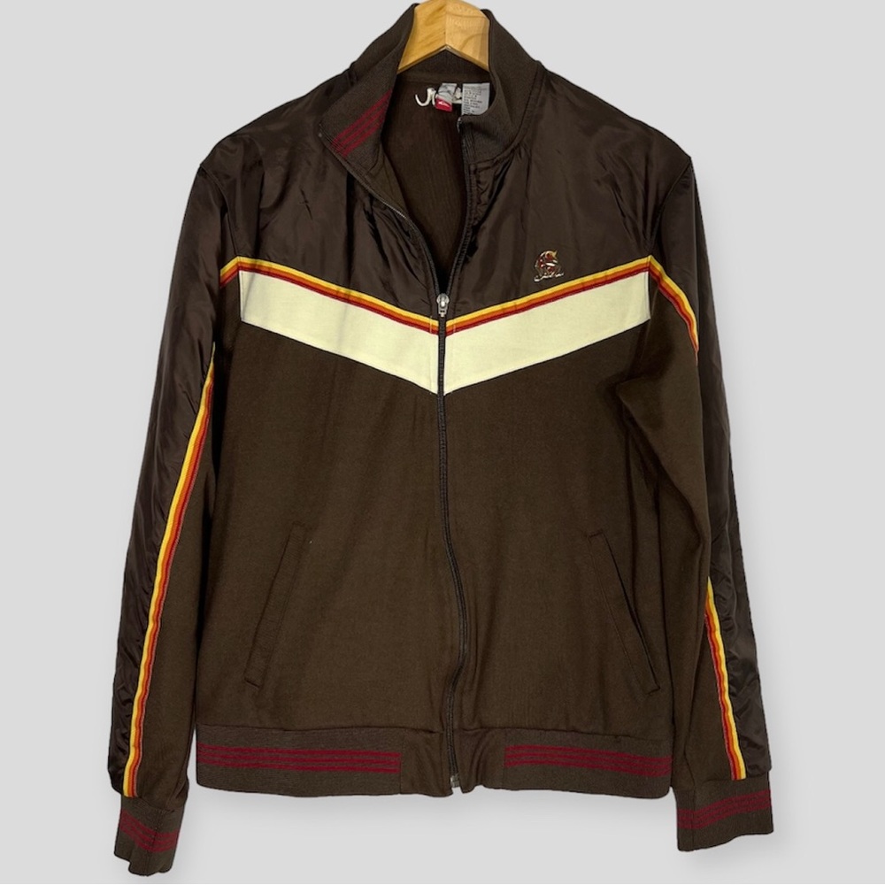 Quiksilver Vintage Track Jacket Men’s Medium Brown Mixed Media Retro Athletic